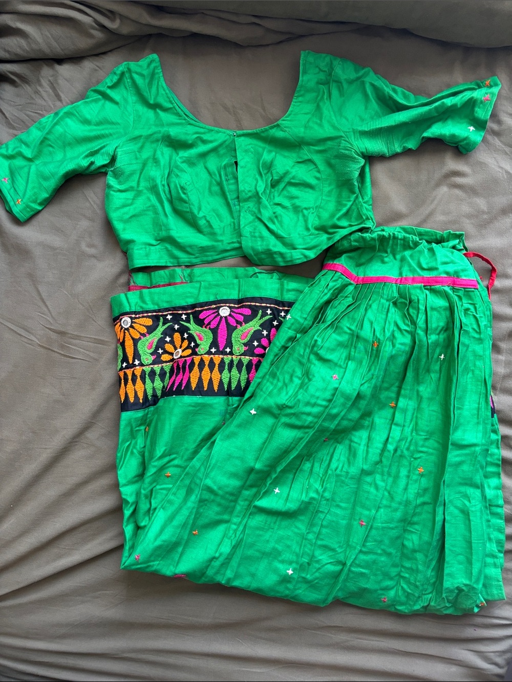 Vibrant Green Embroidered Lehenga & Choli